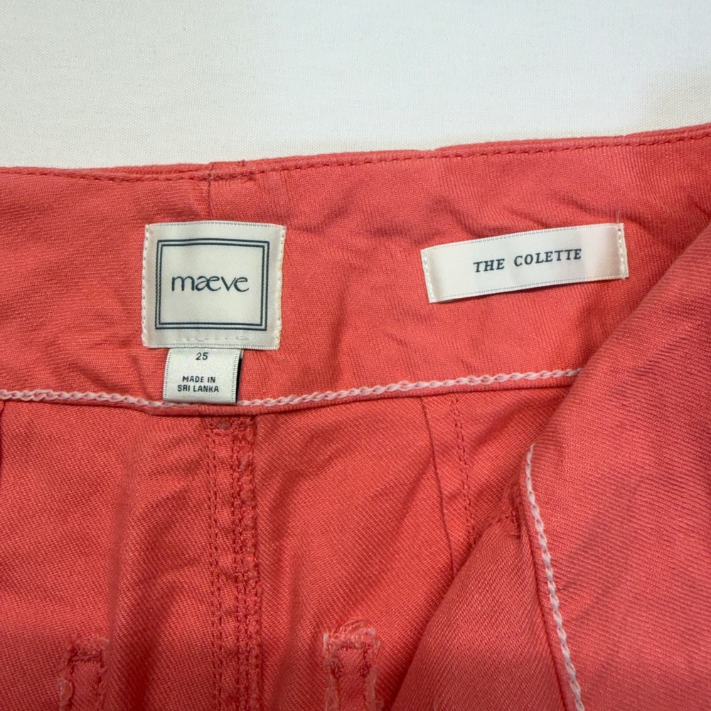 Maeve Colette Linen Blend Pants 25 Coral High Rise Wide Leg Crop Anthropologie - Picture 2 of 10